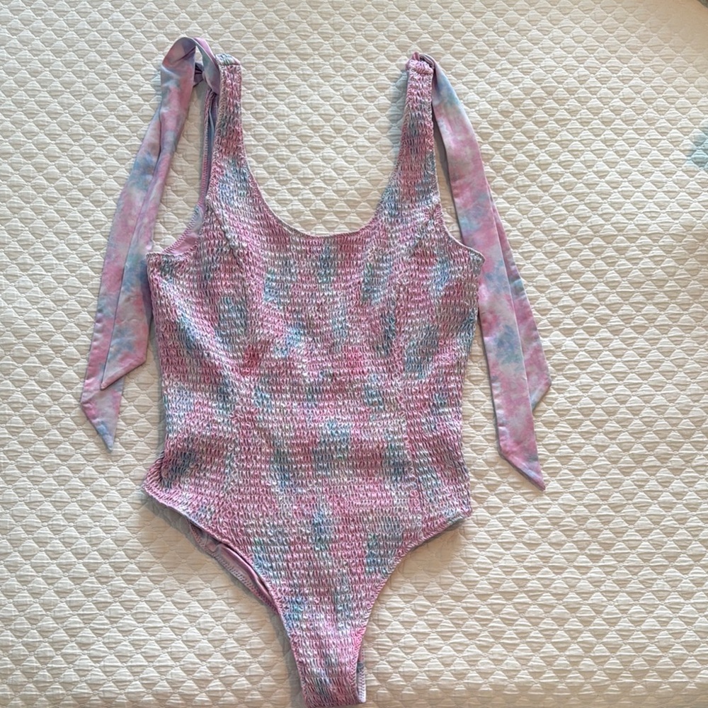 Love Shack Fancy Reversible Tie-Dye One Piece Swimsuit